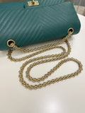 Chanel 2.55 225 Chevron Reissue Double Flap Emerald Calfskin