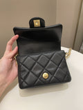 Chanel 22A Twist Your Button Mini Flap Bag Black Caviar