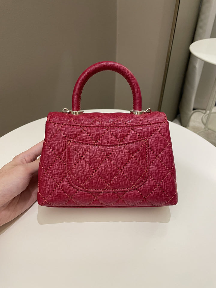 Chanel 22K Quilted Coco Handle Mini Lipstick Red Caviar