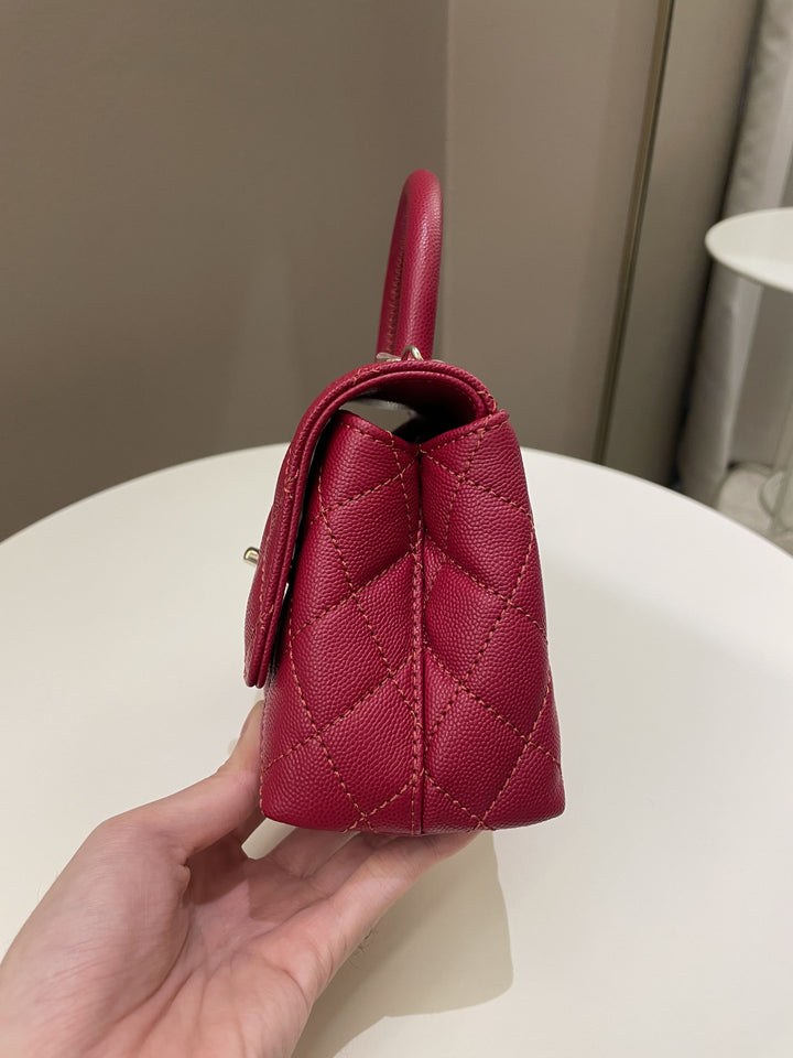 Chanel 22K Quilted Coco Handle Mini Lipstick Red Caviar