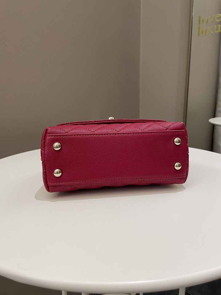 Chanel 22K Quilted Coco Handle Mini Lipstick Red Caviar