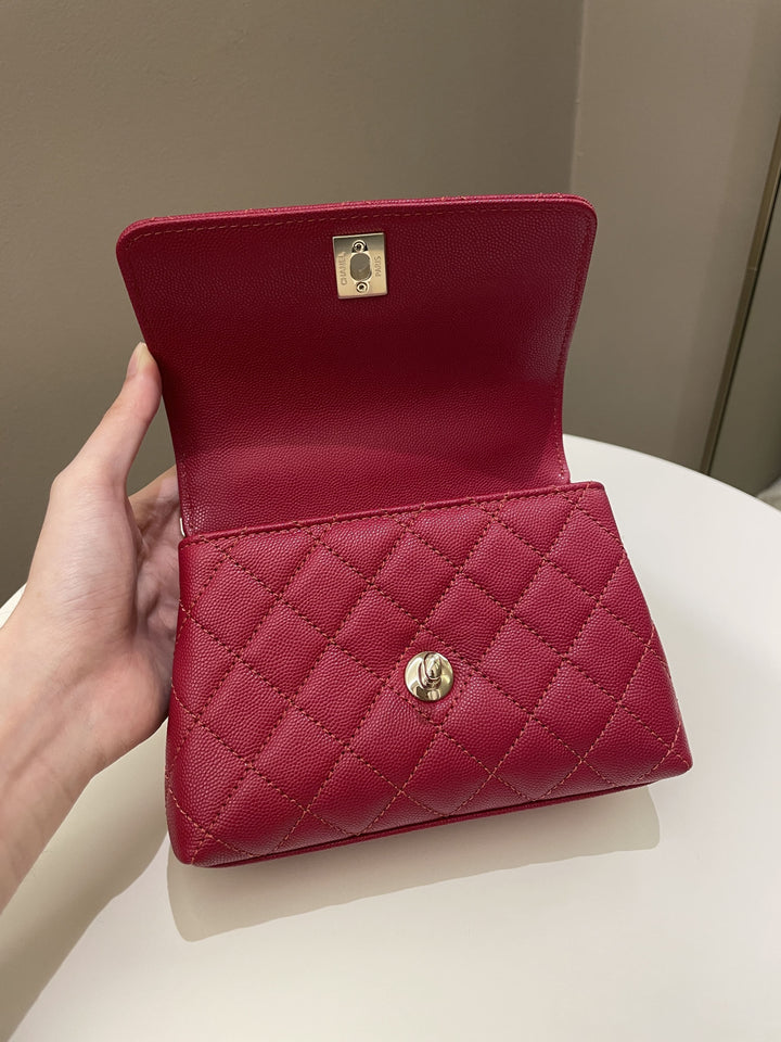 Chanel 22K Quilted Coco Handle Mini Lipstick Red Caviar