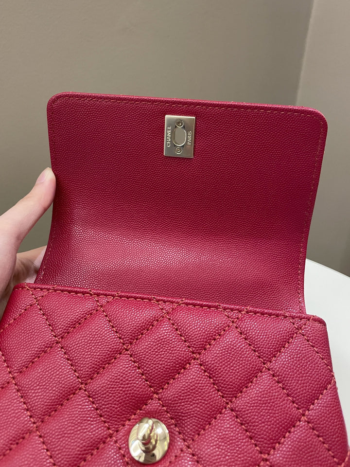 Chanel 22K Quilted Coco Handle Mini Lipstick Red Caviar