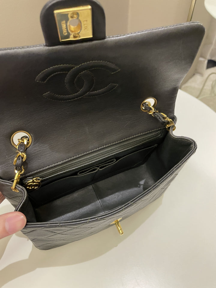 Chanel Vintage Quilted Flap Ash Green Lambskin