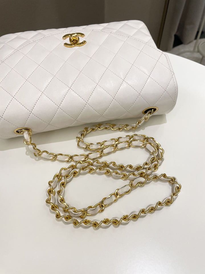 Chanel Vintage Quilted Flap Bag White Lambskin