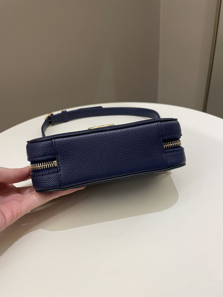 Chanel Cc Quilted Belt Bag Blue Caviar