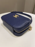 Chanel Cc Quilted Belt Bag Blue Caviar