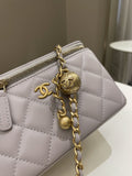 Chanel Quilted Pearl Crush Vanity Rectangular Grey Lambskin
