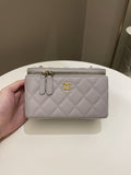 Chanel Quilted Pearl Crush Vanity Rectangular Grey Lambskin