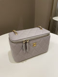 Chanel Quilted Pearl Crush Vanity Rectangular Grey Lambskin