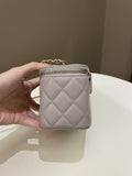 Chanel Quilted Pearl Crush Vanity Rectangular Grey Lambskin