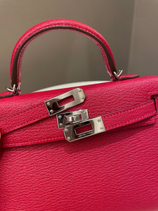 Hermes Mini Kelly 20 Rouge Casaque / Pink Chèvre