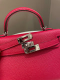 Hermes Mini Kelly 20 Rouge Casaque / Pink Chèvre