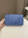 Chanel Classic Chevron Medium Double Flap Paradise Blue Caviar