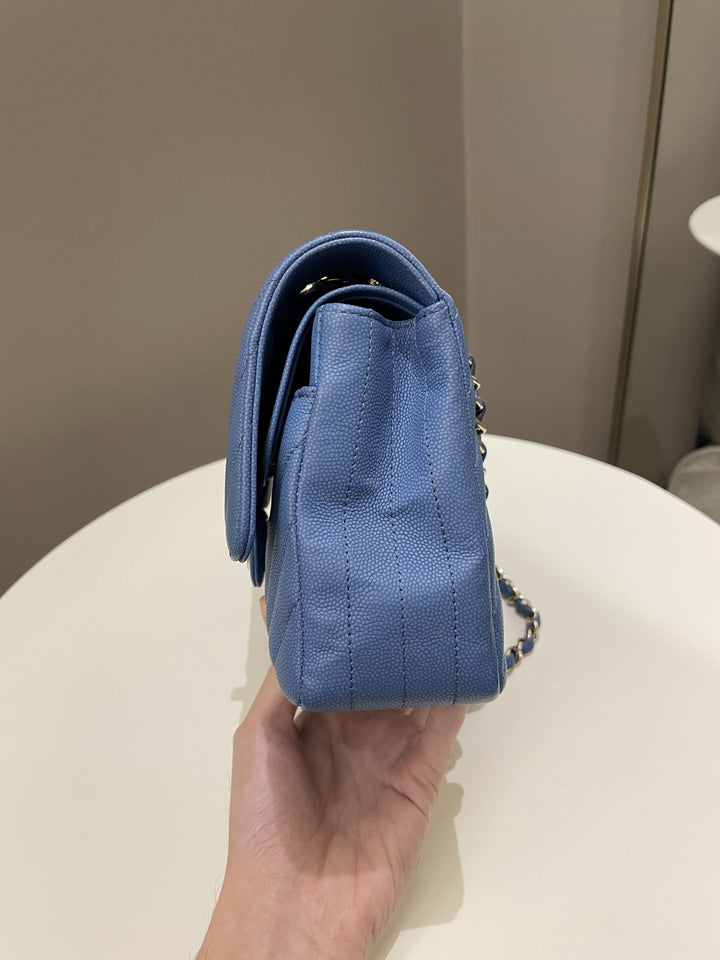Chanel Classic Chevron Medium Double Flap Paradise Blue Caviar