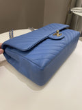 Chanel Classic Chevron Medium Double Flap Paradise Blue Caviar