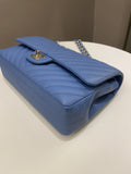 Chanel Classic Chevron Medium Double Flap Paradise Blue Caviar
