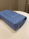 Chanel Classic Chevron Medium Double Flap Paradise Blue Caviar
