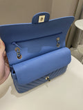 Chanel Classic Chevron Medium Double Flap Paradise Blue Caviar