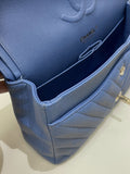 Chanel Classic Chevron Medium Double Flap Paradise Blue Caviar