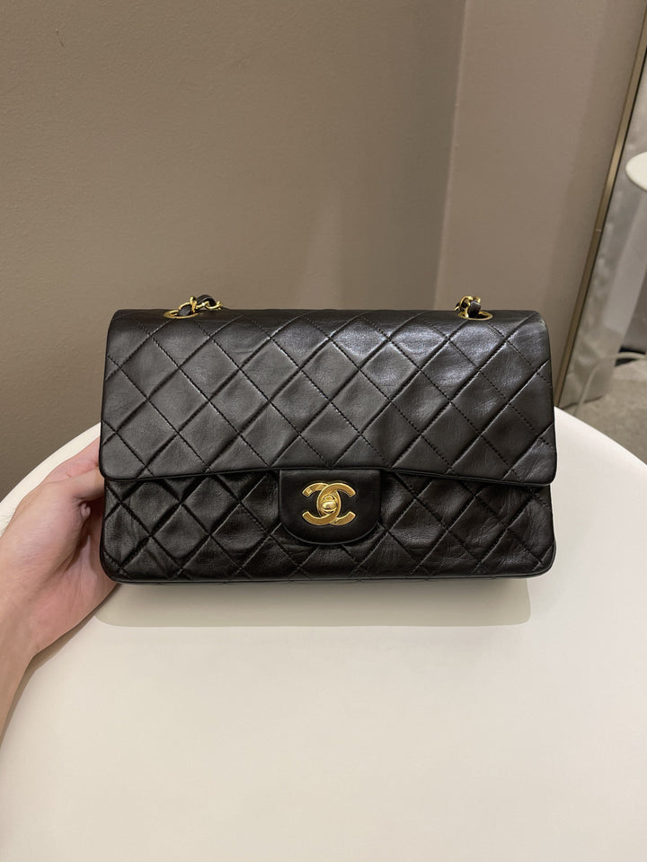 Chanel Vintage Classic Quilted Medium Double Flap Black Lambskin
