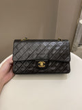 Chanel Vintage Classic Quilted Medium Double Flap Black Lambskin