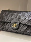 Chanel Vintage Classic Quilted Medium Double Flap Black Lambskin