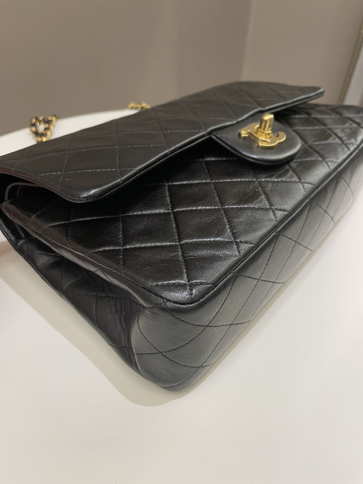 Chanel Vintage Classic Quilted Medium Double Flap Black Lambskin