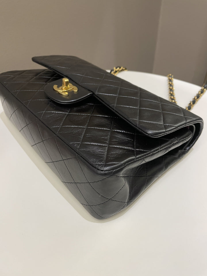 Chanel Vintage Classic Quilted Medium Double Flap Black Lambskin