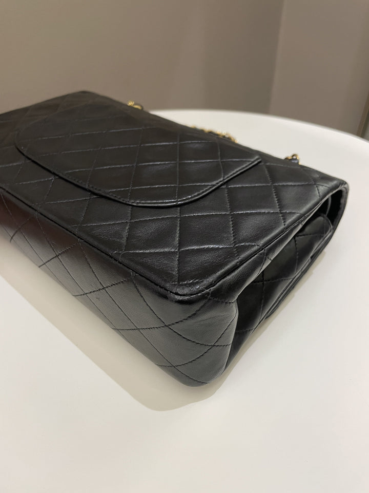 Chanel Vintage Classic Quilted Medium Double Flap Black Lambskin