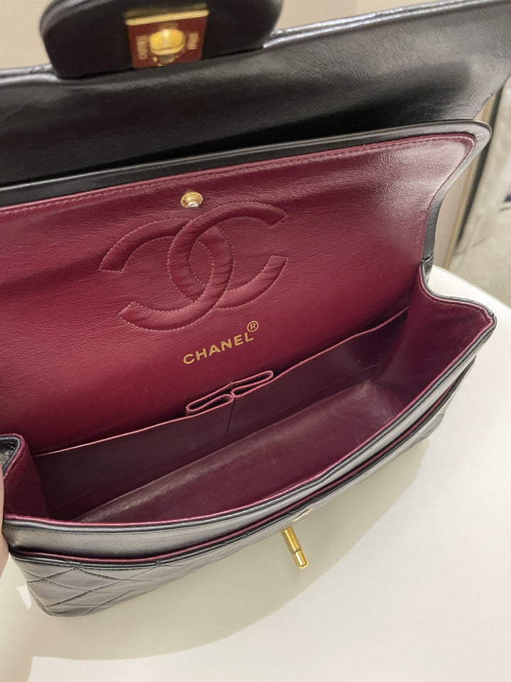 Chanel Vintage Classic Quilted Medium Double Flap Black Lambskin