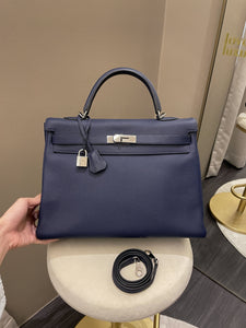 Hermes Kelly Retourne 35 Bleu Saphir Clemence