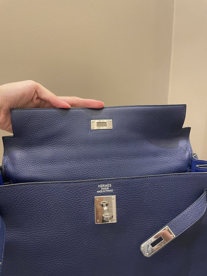 Hermes Kelly Retourne 35 Bleu Saphir Clemence