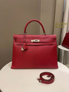 Hermes Kelly Sellier 35 Rouge Vif Chevre Coromandel