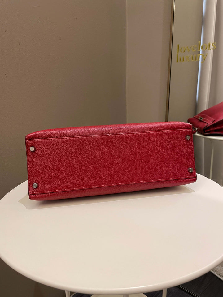 Hermes Kelly Sellier 35 Rouge Vif Chevre Coromandel