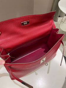 Hermes Kelly Sellier 35 Rouge Vif Chevre Coromandel