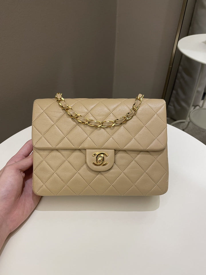 Chanel Vintage Quilted Flap Beige Lambskin
