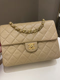 Chanel Vintage Quilted Flap Beige Lambskin