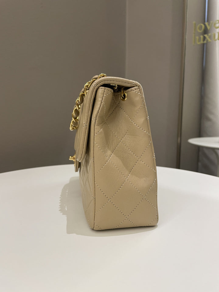 Chanel Vintage Quilted Flap Beige Lambskin