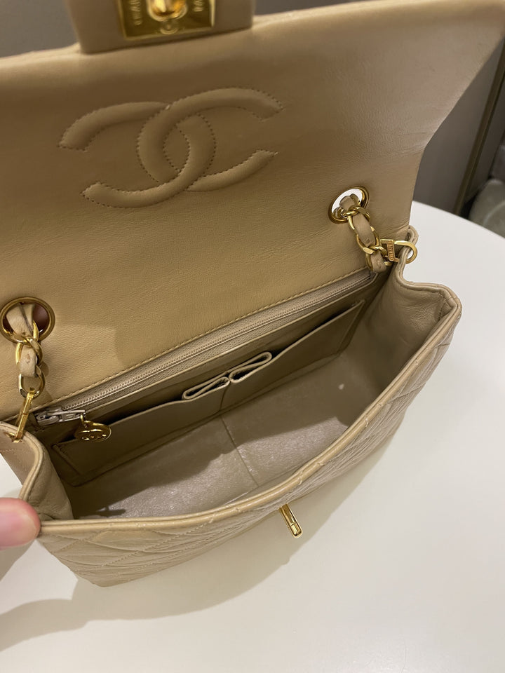 Chanel Vintage Quilted Flap Beige Lambskin