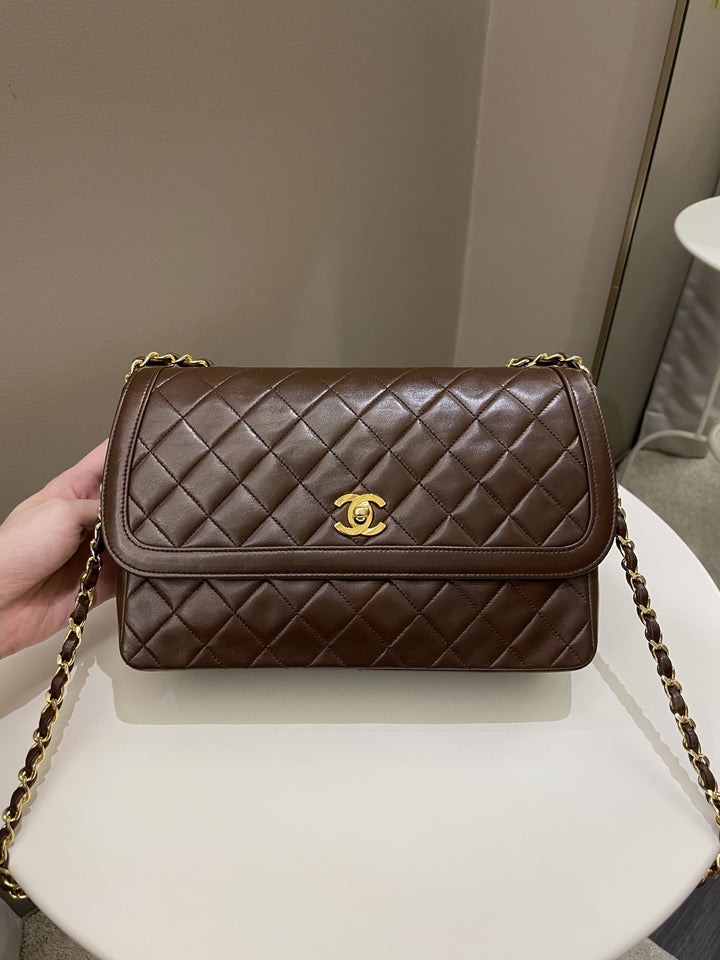 Chanel Vintage Quilted Flap Brown Lambskin
