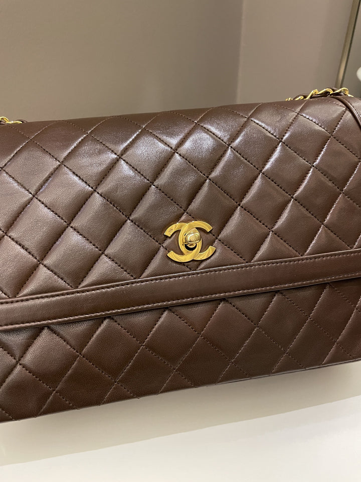 Chanel Vintage Quilted Flap Brown Lambskin