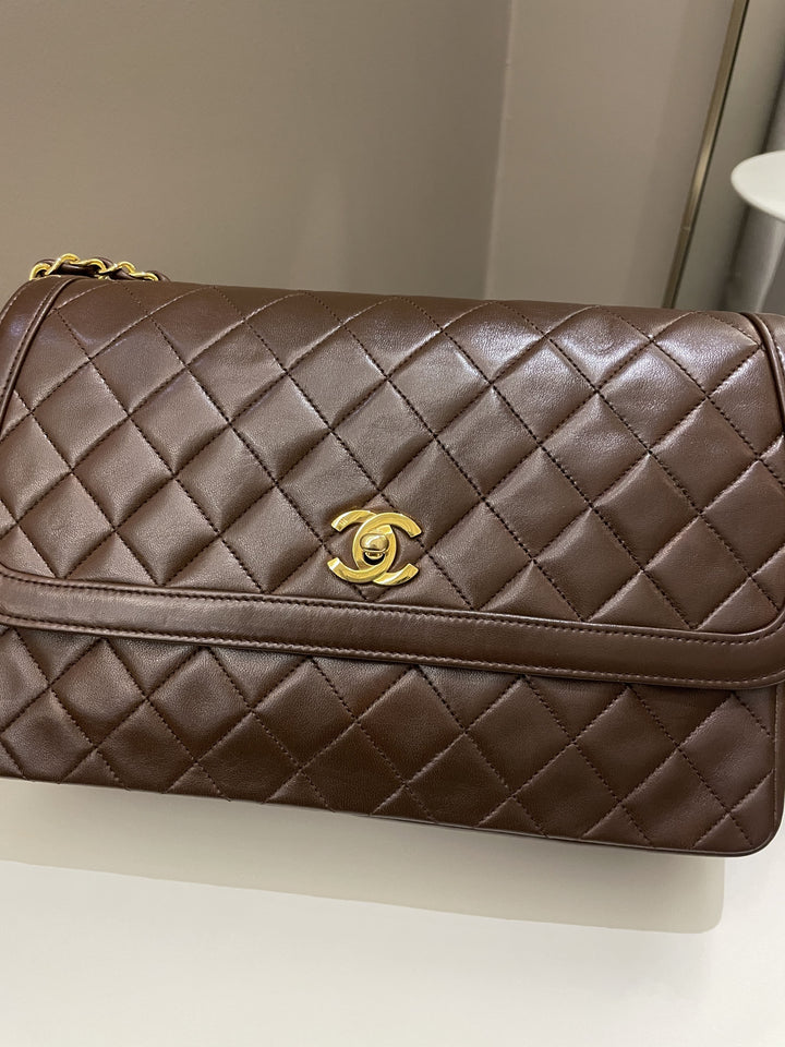 Chanel Vintage Quilted Flap Brown Lambskin
