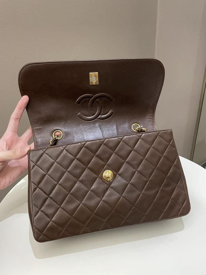 Chanel Vintage Quilted Flap Brown Lambskin