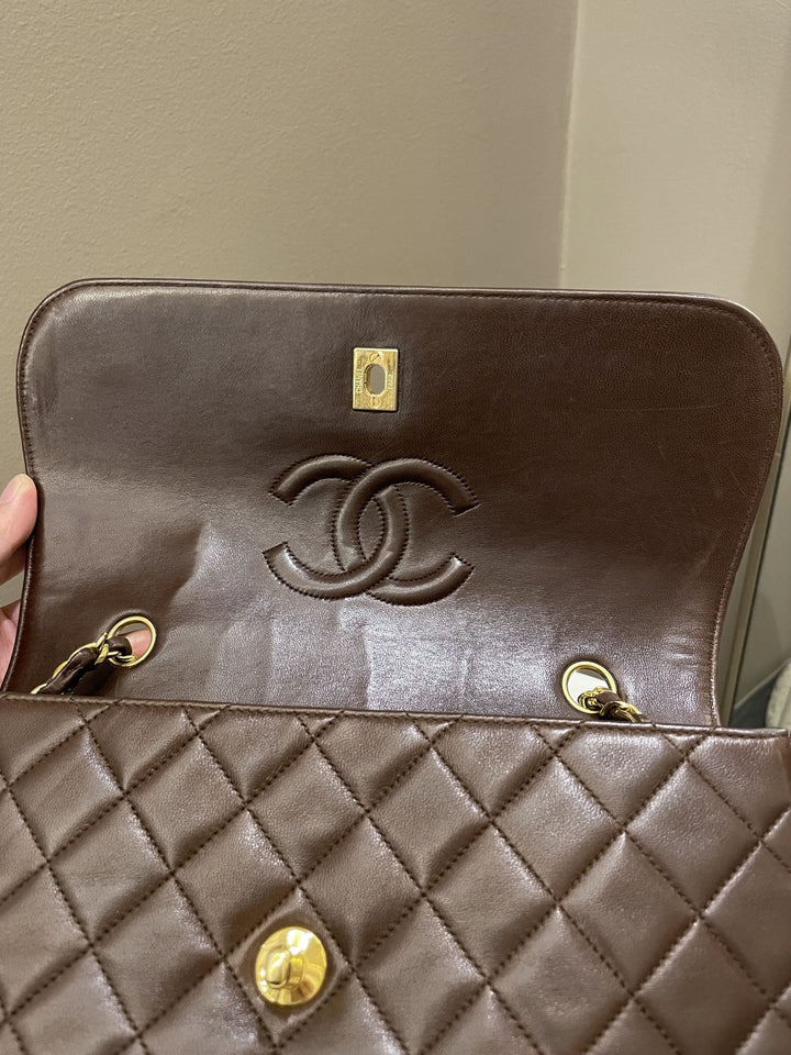 Chanel Vintage Quilted Flap Brown Lambskin