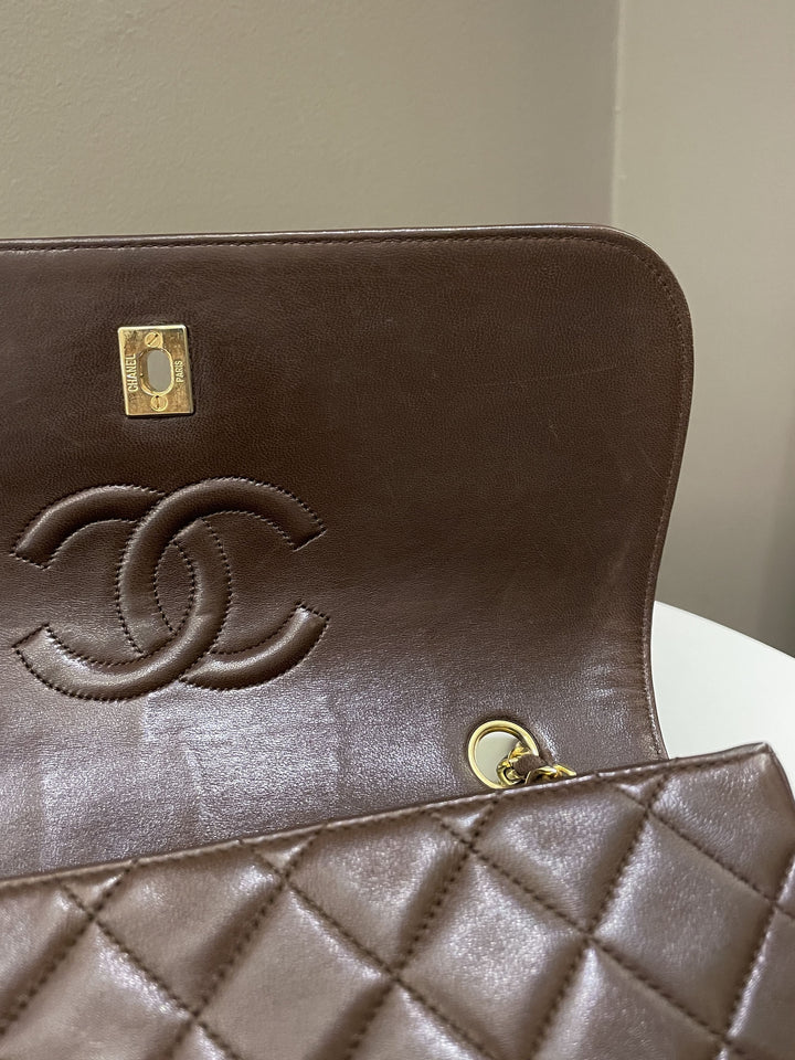 Chanel Vintage Quilted Flap Brown Lambskin