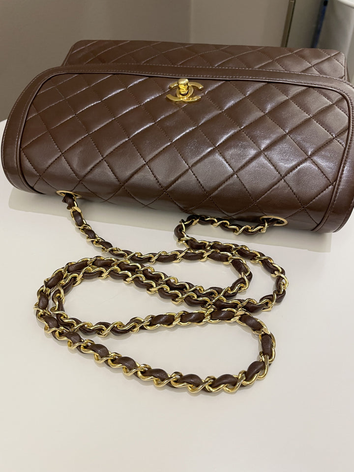 Chanel Vintage Quilted Flap Brown Lambskin
