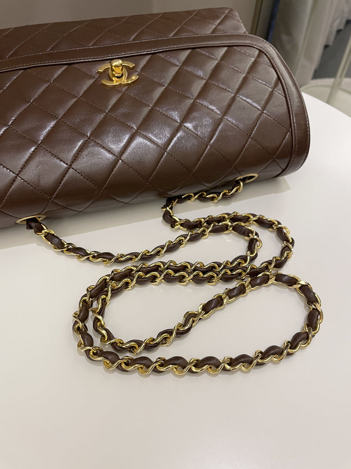 Chanel Vintage Quilted Flap Brown Lambskin