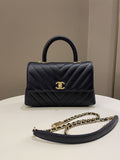 Chanel Chevron Coco Handle Midnight Blue Caviar
