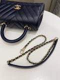 Chanel Chevron Coco Handle Midnight Blue Caviar